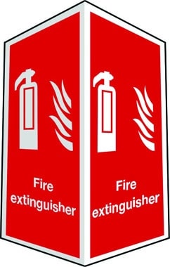 Projecting two-side fire extinguisher sign