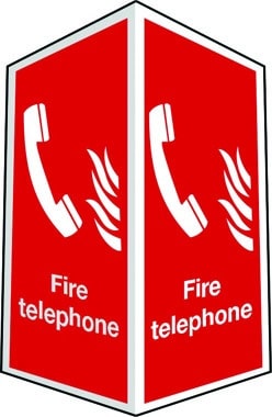 Projecting two-sided fire telephone sign