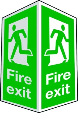 Projecting two-sided fire exit sign