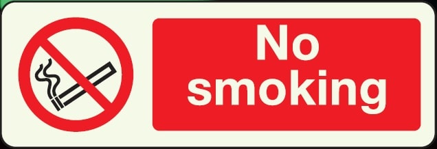 No smoking photoluminescent sign