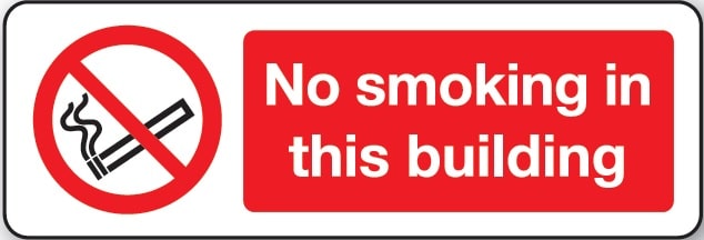 No smoking in this building sign