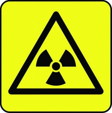 Hazard – Radiation symbol (yellow background) sign ...