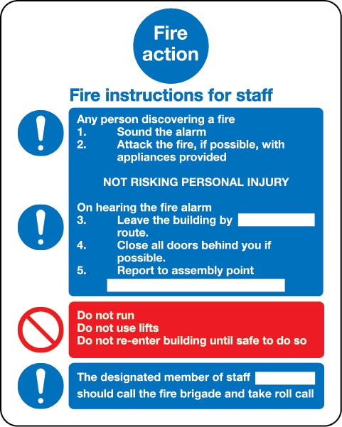 Instructions for staff sign