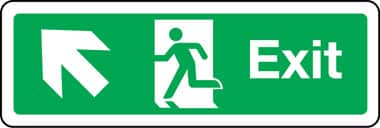 Double-sided exit sign arrow up left