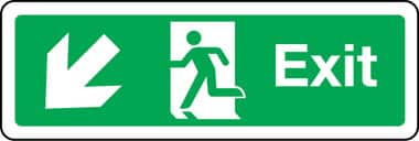 Double-sided exit sign arrow down left