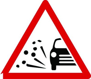 Loose chippings temporary traffic sign