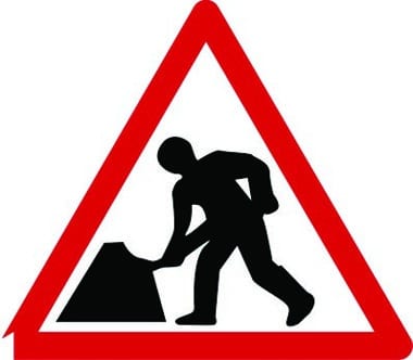 Men at work temporary traffic sign