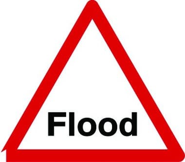 Flood temporary warning sign