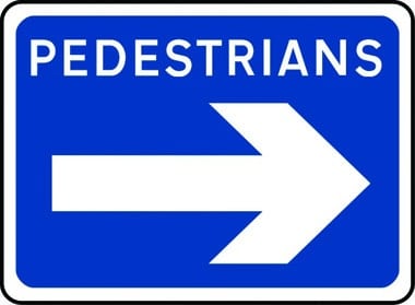 Pedestrians right arrow sign