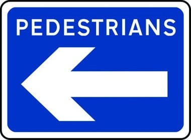 Pedestrians arrow left sign