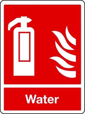 Water fire extinguisher sign