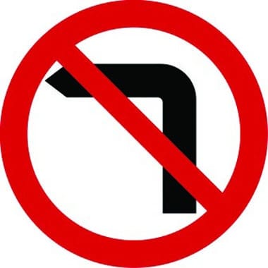 No left turn traffic sign