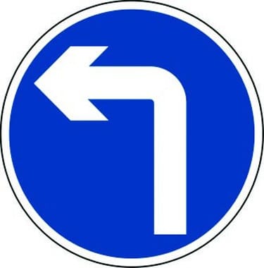 Left turn only traffic sign