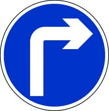 Right turn only traffic sign