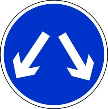 Pass either side traffic sign