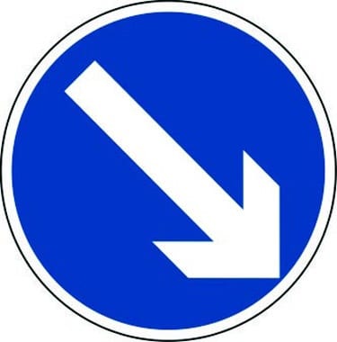 Arrow pointing downwards diagonally right