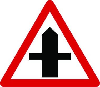 Crossroads ahead traffic sign