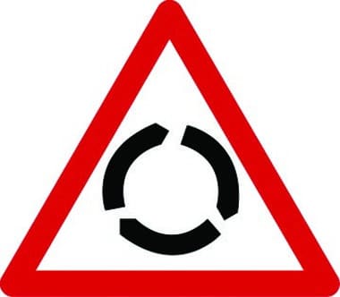 Roundabout ahead traffic sign