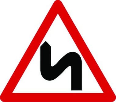 Double bends to the left traffic sign