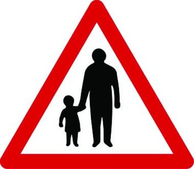 Pedestrians ahead warning sign