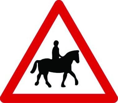 Accompanied horses likely ahead traffic sign