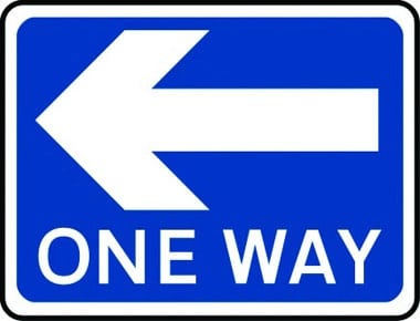 One-way traffic arrow left traffic sign