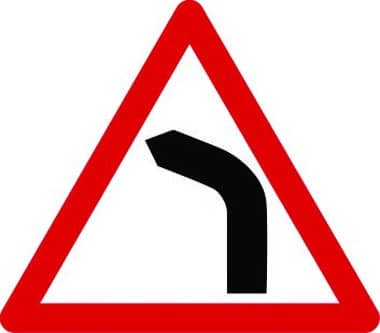 Left-hand bend traffic sign