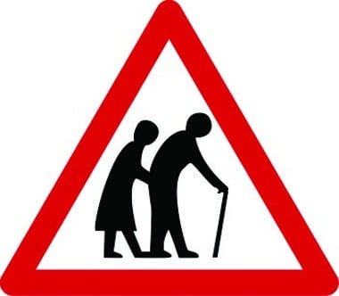 Frail/disabled pedestrians ahead warning sign