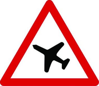 Low-flying aircraft likely ahead traffic sign