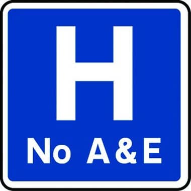 No hospital A&E sign