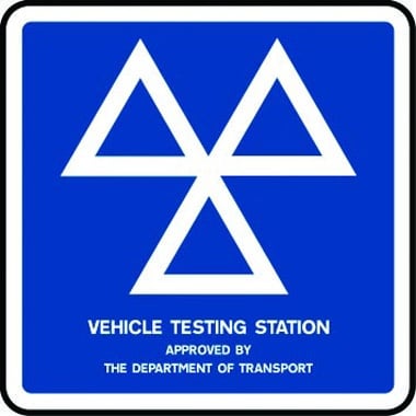 Vehicle testing station sign