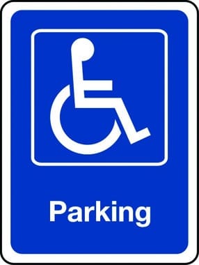 Disabled parking sign with wheelchair