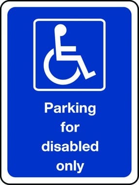 Parking for disabled only sign