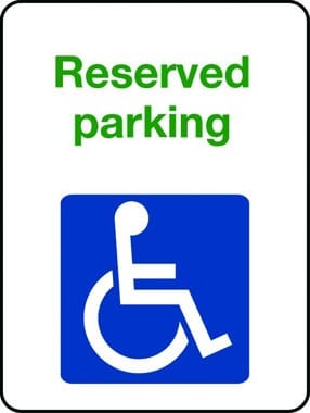 Reserved parking sign with wheelchair