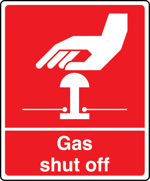 Hazardous Substances – Gas shut off (with pictoral) sign - StockSigns