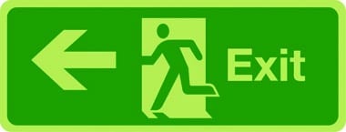 Double-sided exit sign (arrow left)