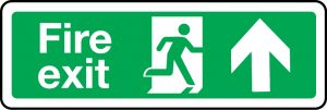 Fire exit sign with arrow up