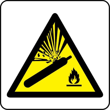 Compressed gas warning sign