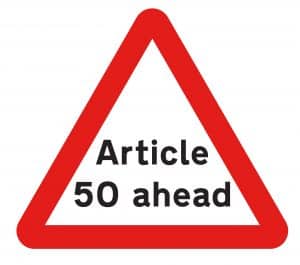 Article 50 ahead sign