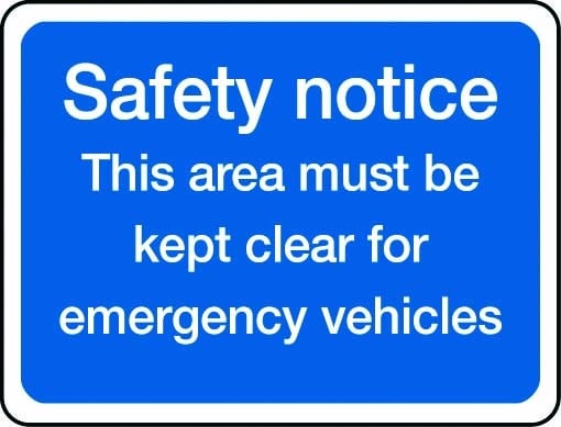 Safety notice, emergency vehicles