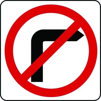 No right turn sign