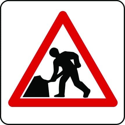 Road works traffic sign