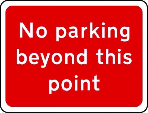 No parking beyond this point sign