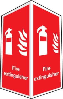 Two-sided fire extinguisher sign