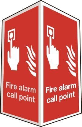 Two-sided fire alarm call point sign