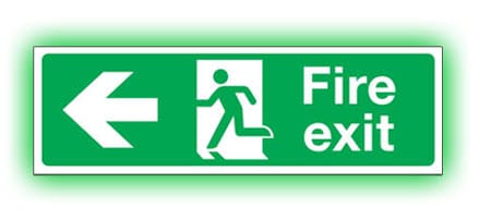 photoluminescent fire exit sign