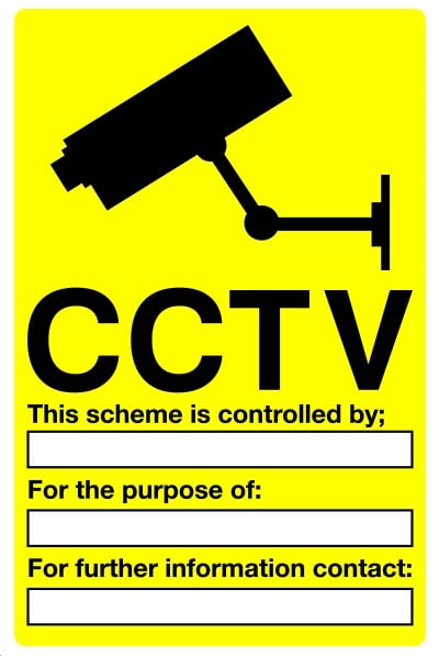 CCTV scheme is controlled by...customisable sign