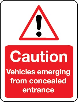 Caution: vehicles emerging from concealed entrance sign