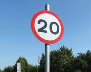 UKCA Traffic 20mph speed sign