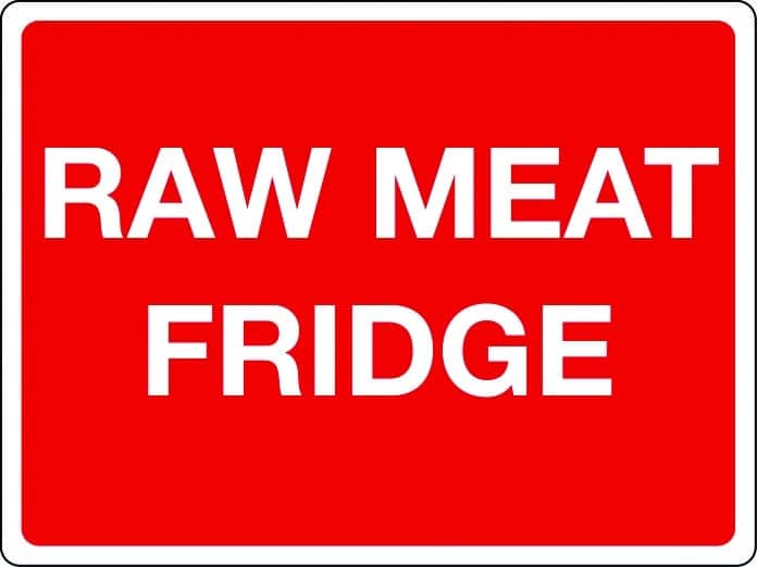 Raw meat fridge sign